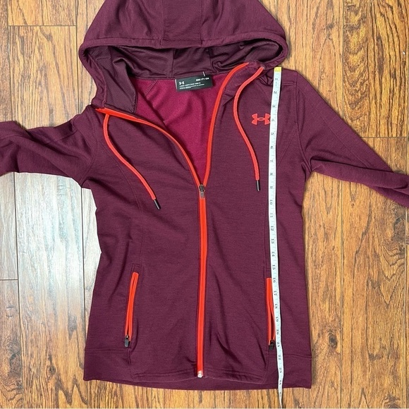 Under Armour Crimson Coral Full Zip Up Hooded Sweatshirt Athletic Jacket Small - Picture 14 of 15
